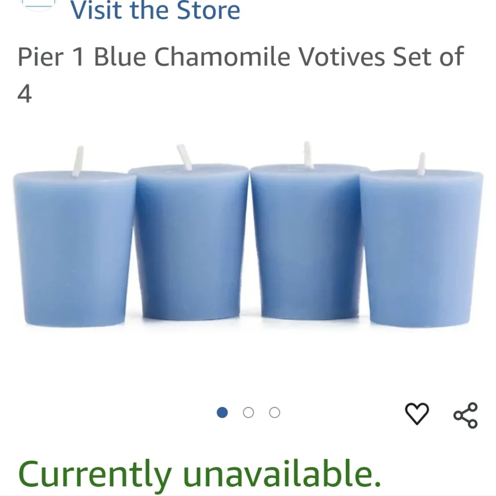 Pier 1 Blue Chamomile Gift Set of 4 Votive Candles - BNWT SO RETIRED 1 LEFT!